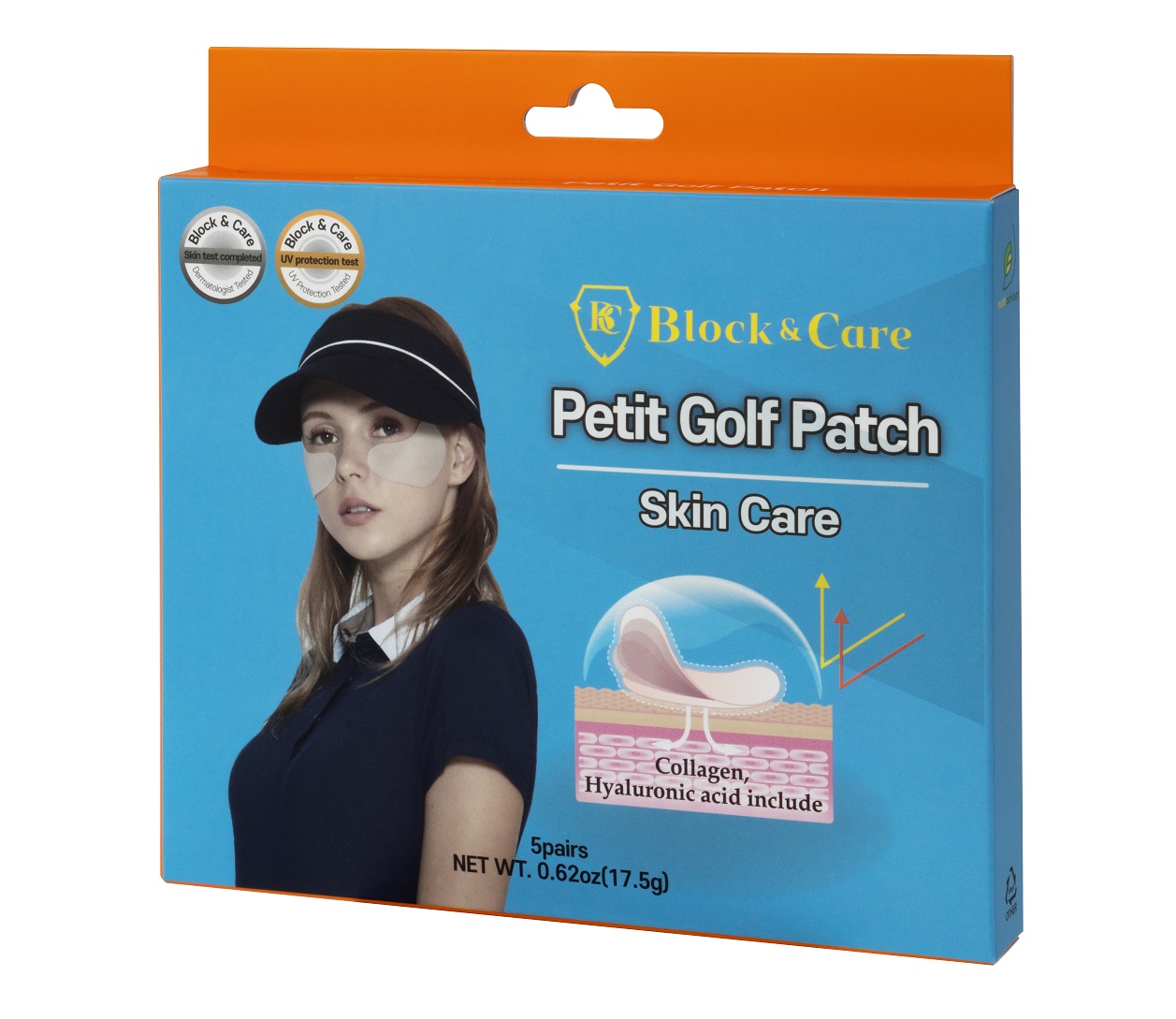 Block_Care hydrogel Golf Patches for UV Protection and skincare _5 Pairs _  Box_