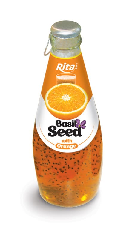 290ml Glass Bottle Basil Seed Drink With Orange Juice