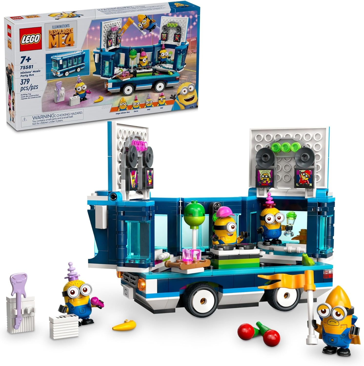 LEGO Despicable Me 4 Minions_ Music Party Bus_ Creative Building Toy for Kids_ Fun Despicable Me To