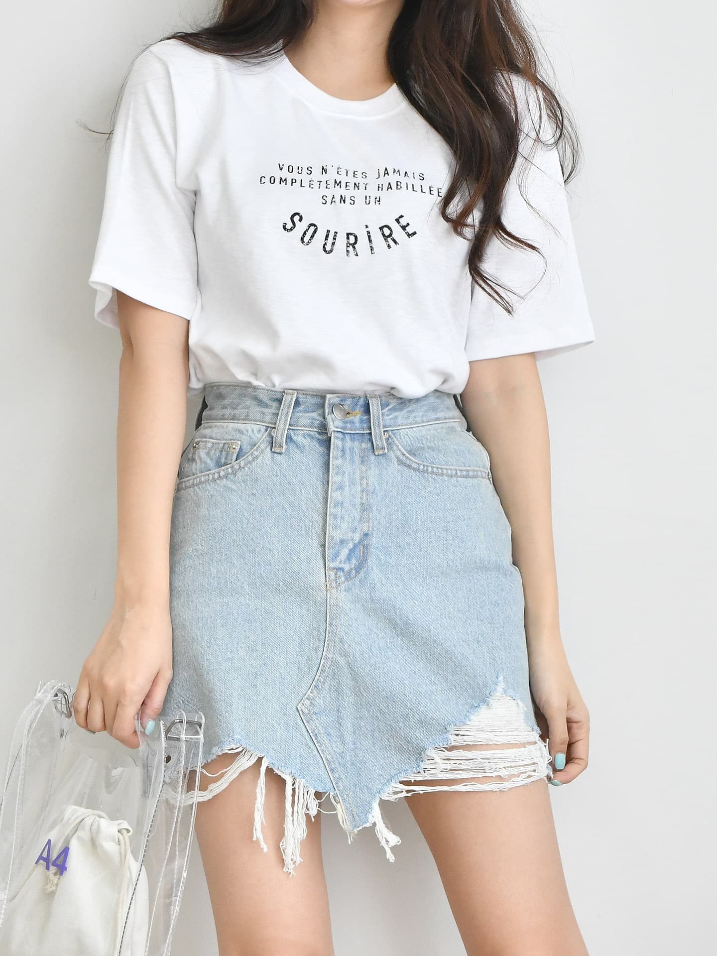 Skirt, Mini Skirt, Ripped Skirt, Denim | tradekorea