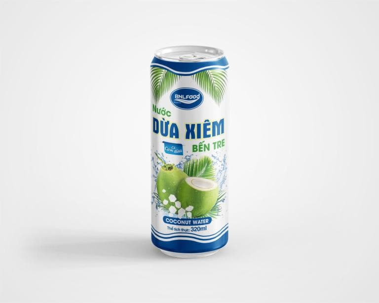Canned Siamese Ben Tre coconut water with pulp from ACM Food Drink