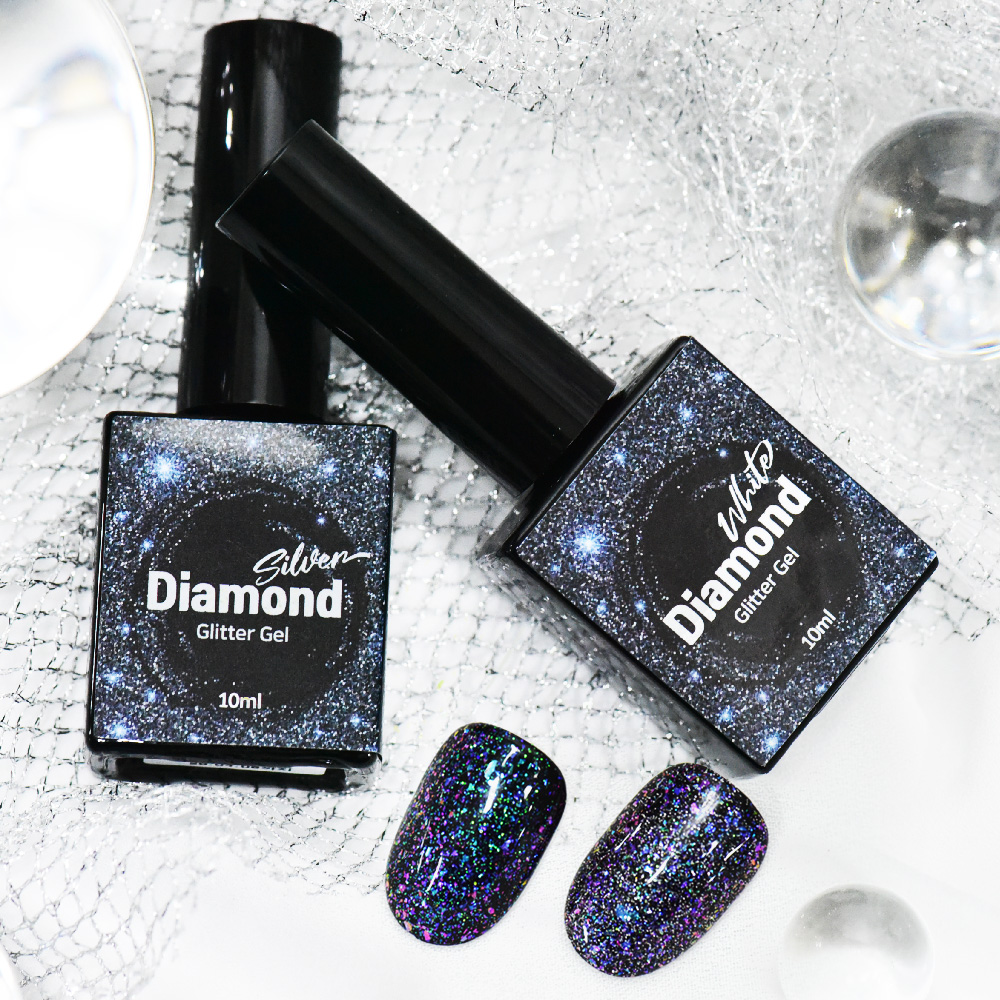 Lupine Dianmond Glitter gel _ 2colors_ silver _white__ gel nail_ nail polish_ nail art_ uv gel_ 10ml