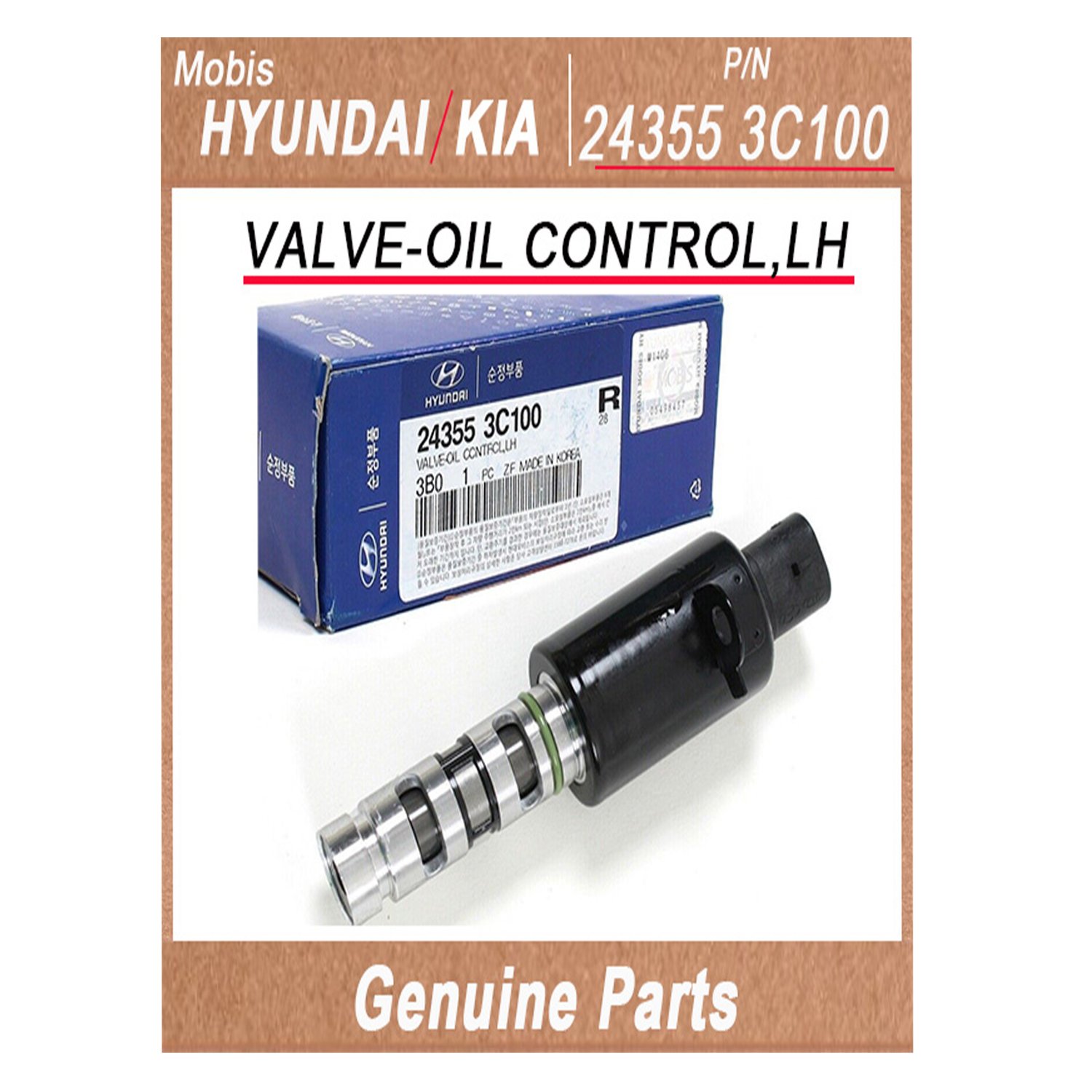 24355 3c100243553C100 _ VALVE_OIL CONTROL_LH _ Genuine Korean Automotive Spare Parts _ Hyundai Kia _