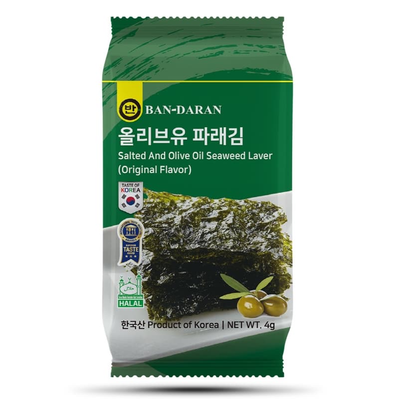 BANDARAN BRAND SALTED AND OLIVE OIL SEAWEED LAVER 4g