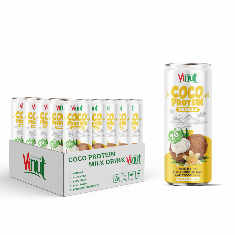 Private Label OEM_Wholesale Beverage _ 330ml Coconut Protein Milk Shake Drink Vanilla Flavor _ Marke