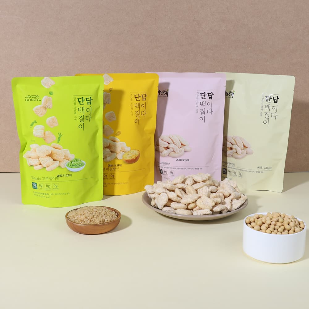 Protein Snack _Korean Food_Snacks_ 4 Flavors _Original_Sweet_Wasabi_Garlic Butter_
