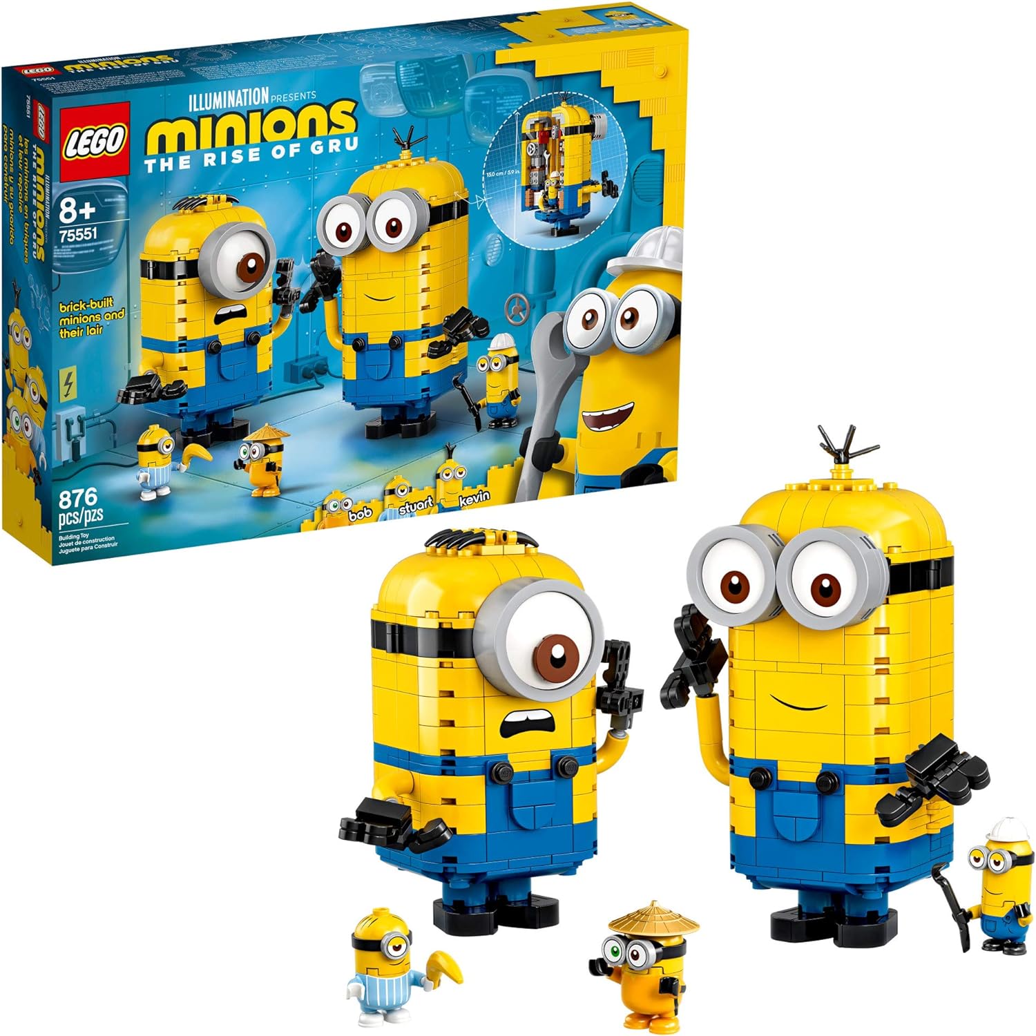 Lego Minions_ The Rise of Gru_ Brick_Built Minions and Their Lair _75551_ Building Set for Kids_ Gre