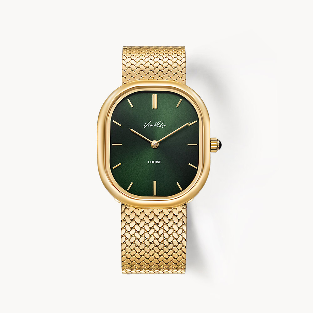 Louise_Gold_Vintage Green _unisex_ Watch