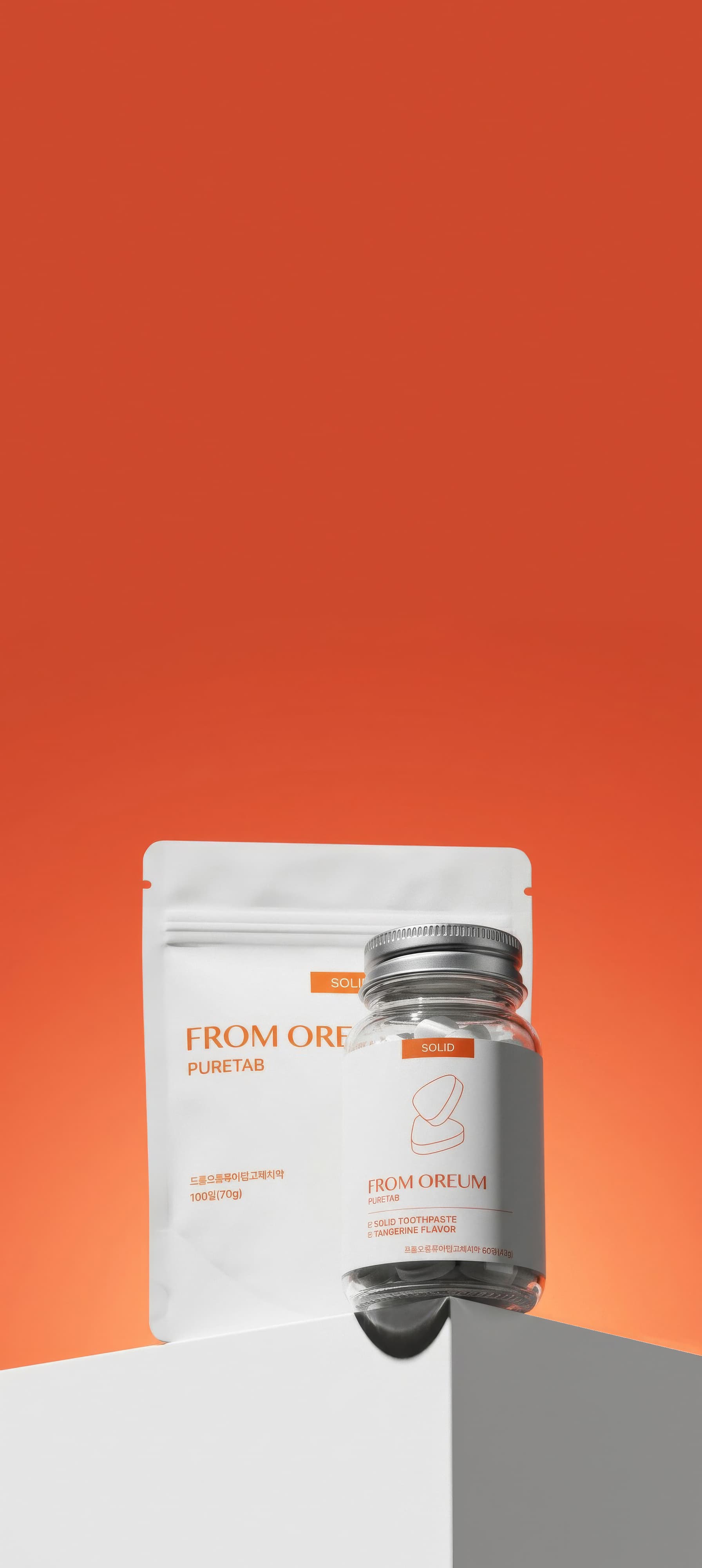 FROM OREUM PURETAB Solid Toothpaste Jeju tangerine flavored Refill Pouch 100 Tablets _70g_