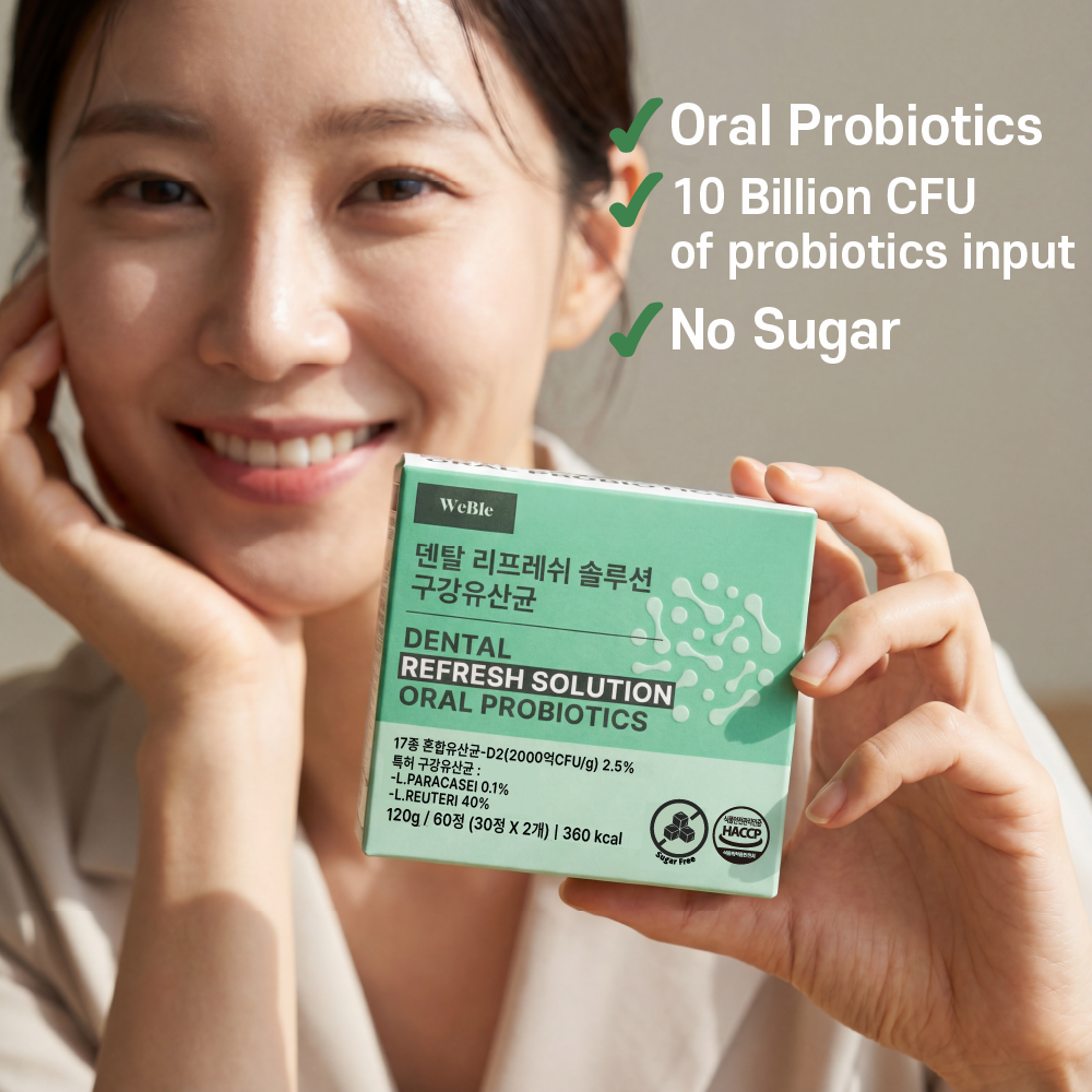 Dental Refresh Solution patented probiotics for oral health bed breath
