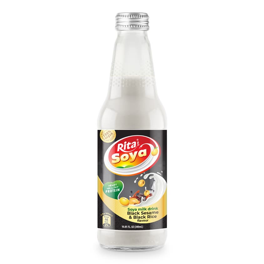 100_ Vegan Soya Milk Drink Black Sesame And Black Rice 10_05 Fl Oz Glass Bottle_