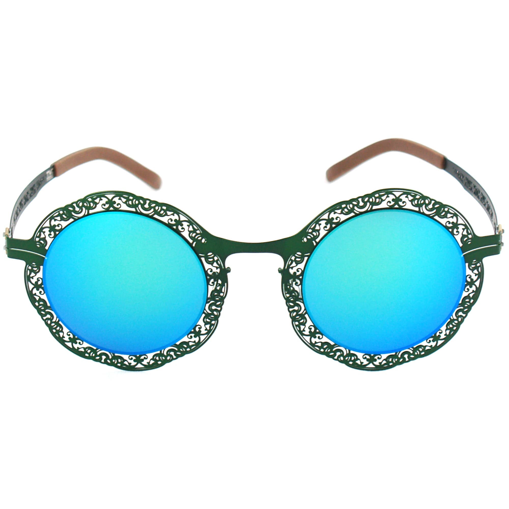 Florid Round Design Thin Stainless Steel  Frame Sunglasses