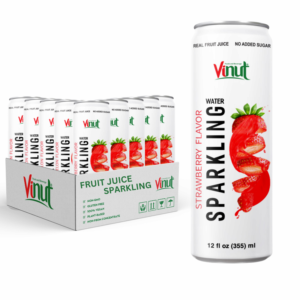 355ml Strawberry Fruit Juice Sparkling Water Canned_Bottle Drink _ Private Label_Wholesale Beverage