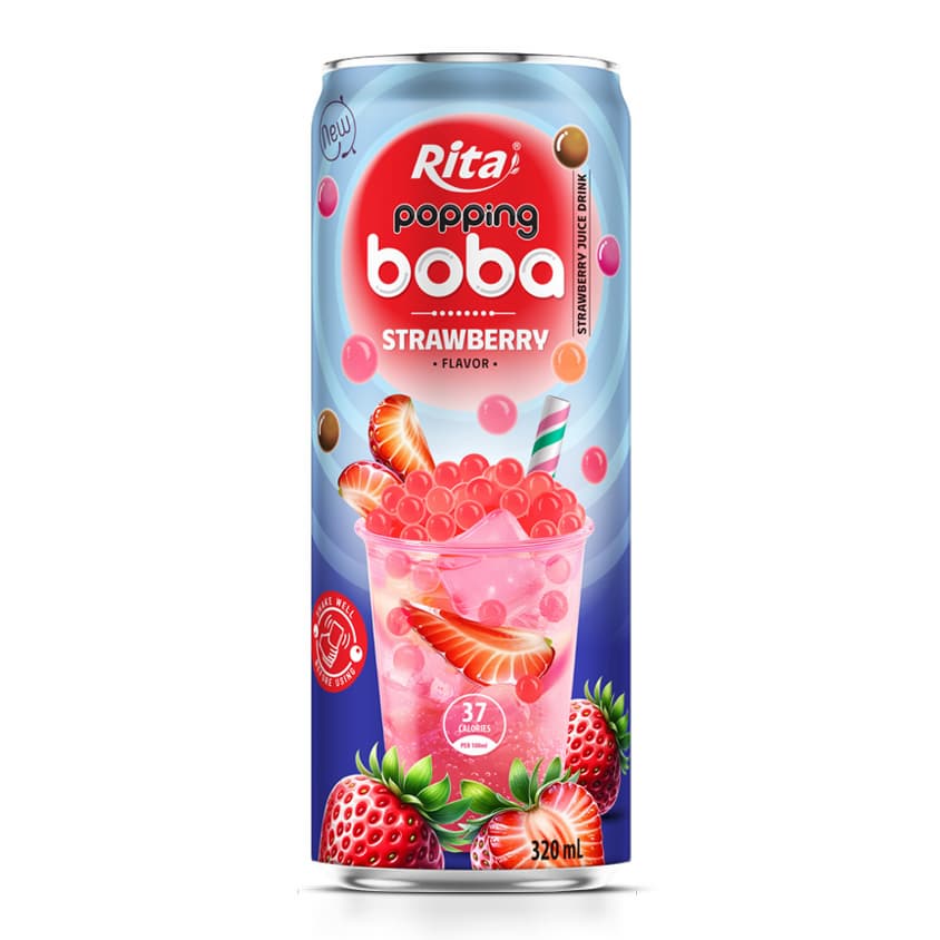 POPPING BOBA TEA STRAWBERRY FLAVOR 320ML CAN