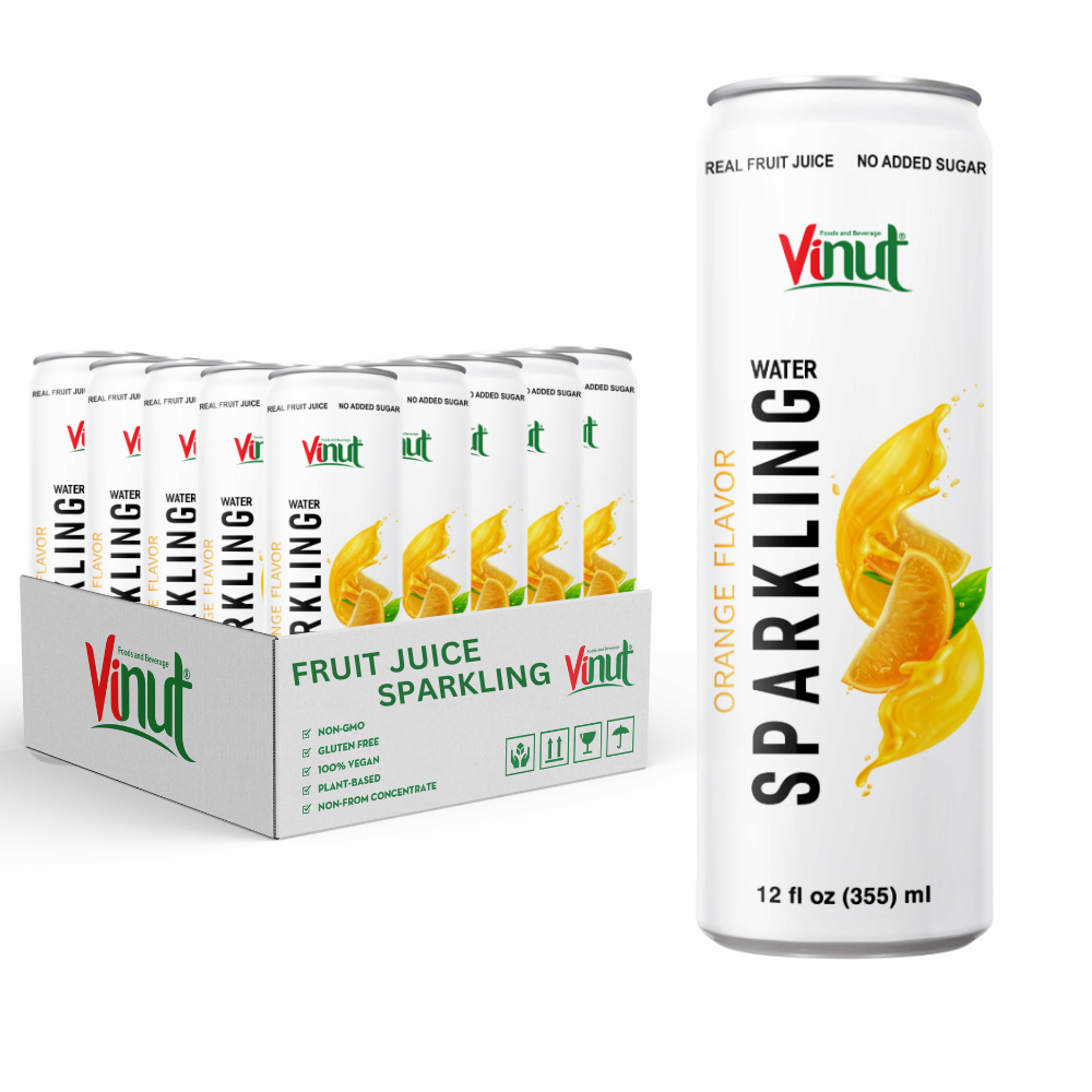 Free Sample 355ml Orange Fruit Juice Sparkling Water Drink Wholesale Soft Drink From Vietnam