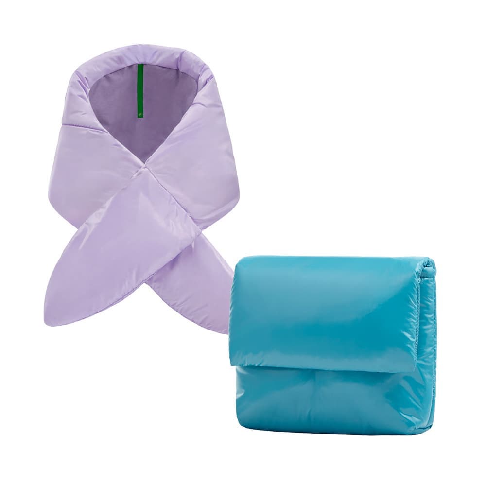 Padded scarf _ Mini pouch clutch bag SET