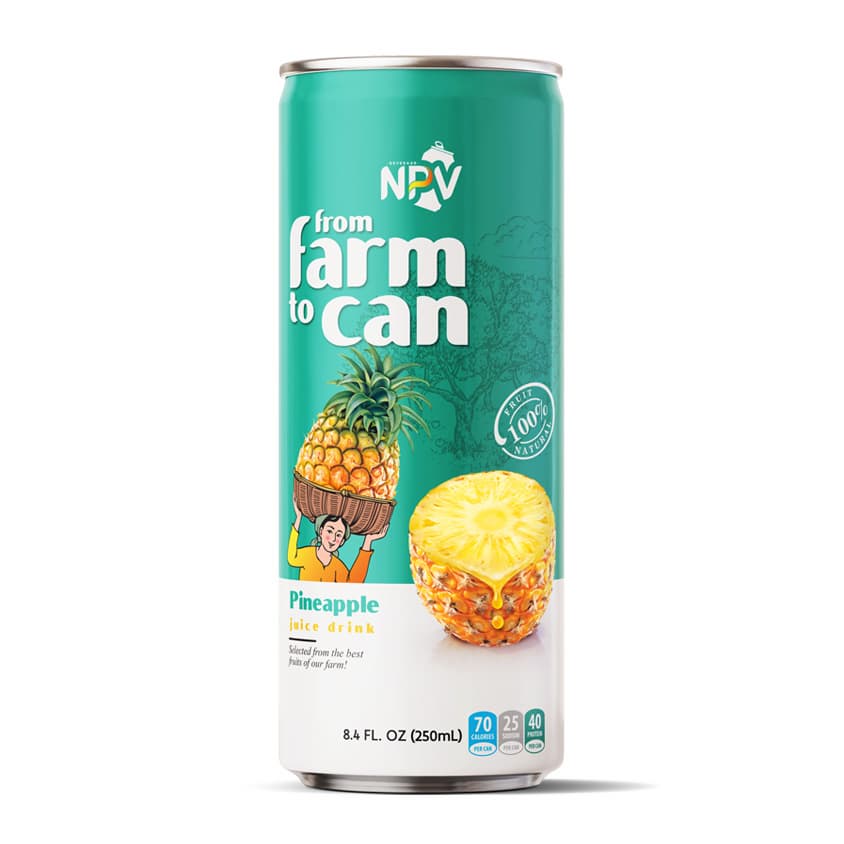 BULK BUY WITH GOOD PRICE PINEAPPLE JUICE DRINK 250ML ALU CAN FROM VIETNAM COMPANY