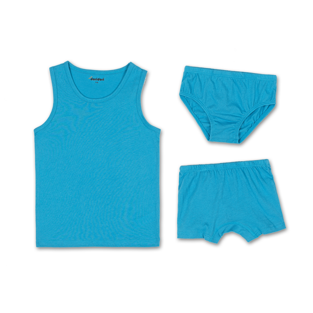 Doridori Little Boys_ Organic Cotton Underwear Undershirt For Kid_ Toddler_ Baby _Blue Parasol S_