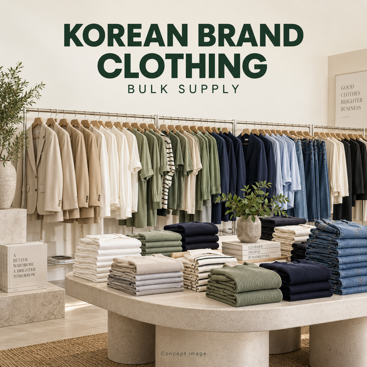 A large quantity of Korean brand clothing