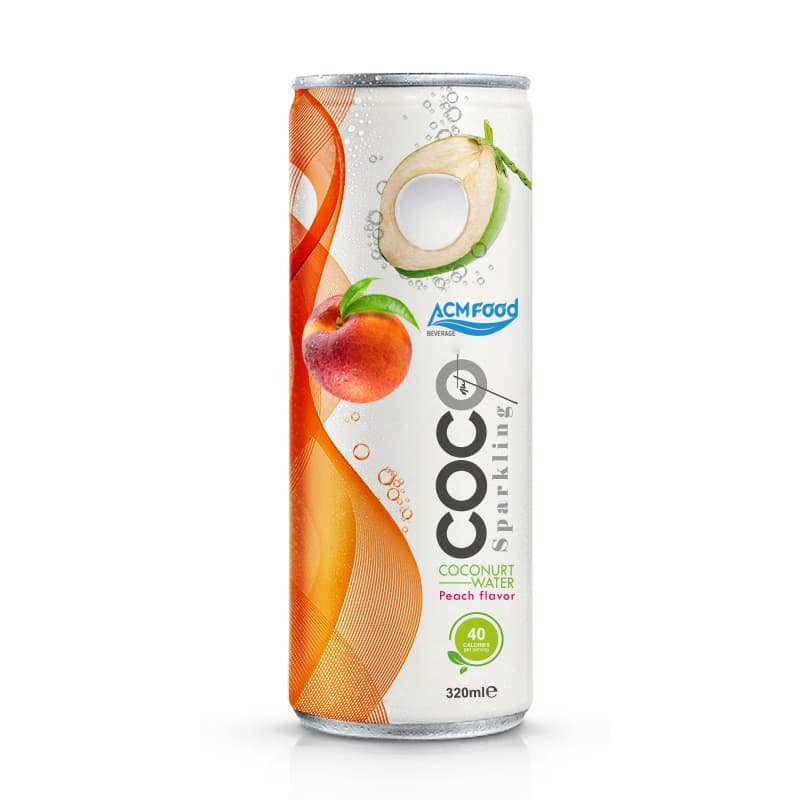 Best 320ml ACM Sparkling Coconut Water Peach Flavor from ACM FOOD supplier