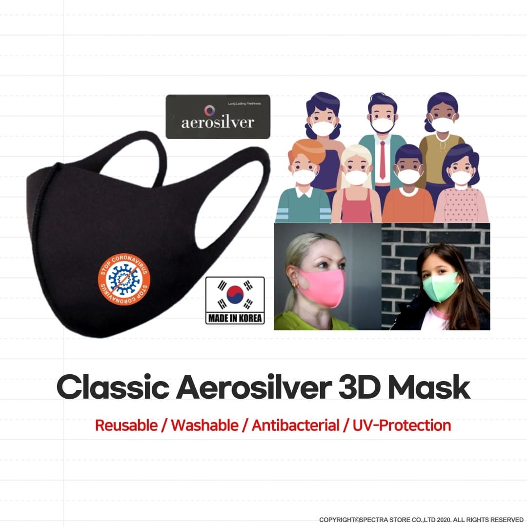 AERO_SILVER 3D Fabric Washable Mask in KOREA