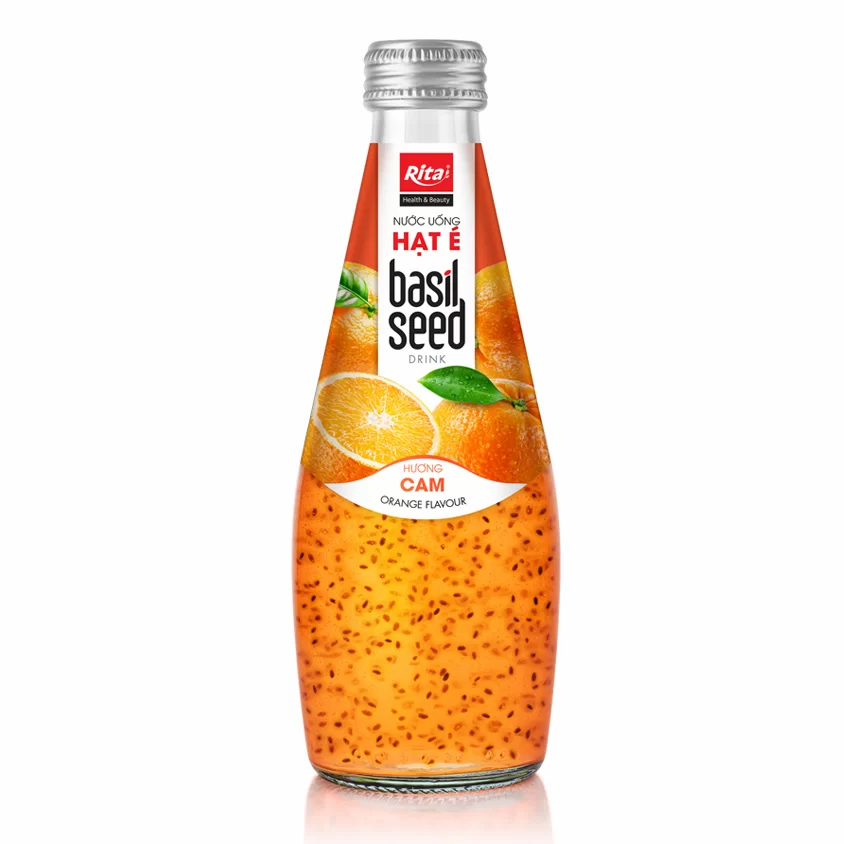 Basil Seed Drink With Orange Flavor 290ml Glass Bottle