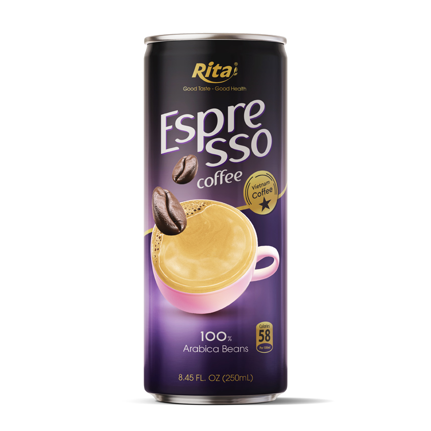 Espresso Coffee 100 Percent Arabica Beans 250ml Canned