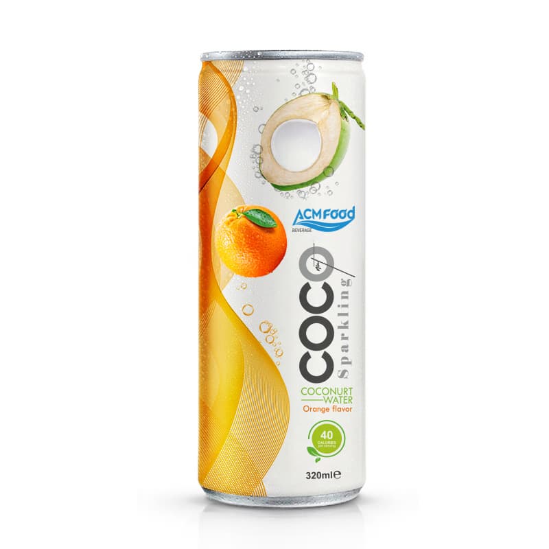 ACM Sparkling Coconut Water Orange Flavor 320ml Cans from ACM Food SUpplier