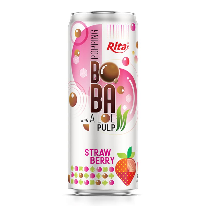 320ml Sleek Can Strawberry Flavored Bubble Tea