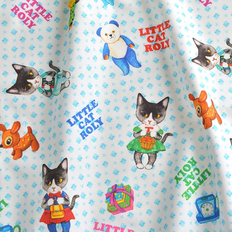Cotton Fabric _ Roly the black cat