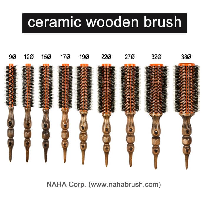 Ceramic Wooden Round Hair Brush_W11