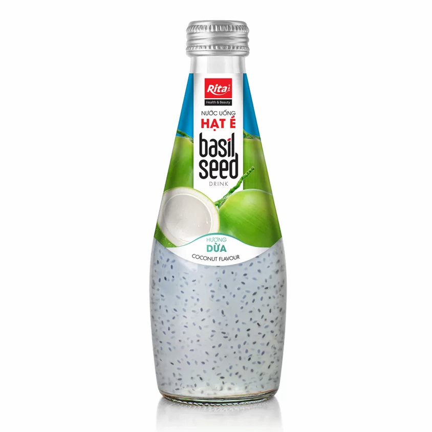 Supplier 290ml Glass Bottle Basil Seed Drink With Coconut Water