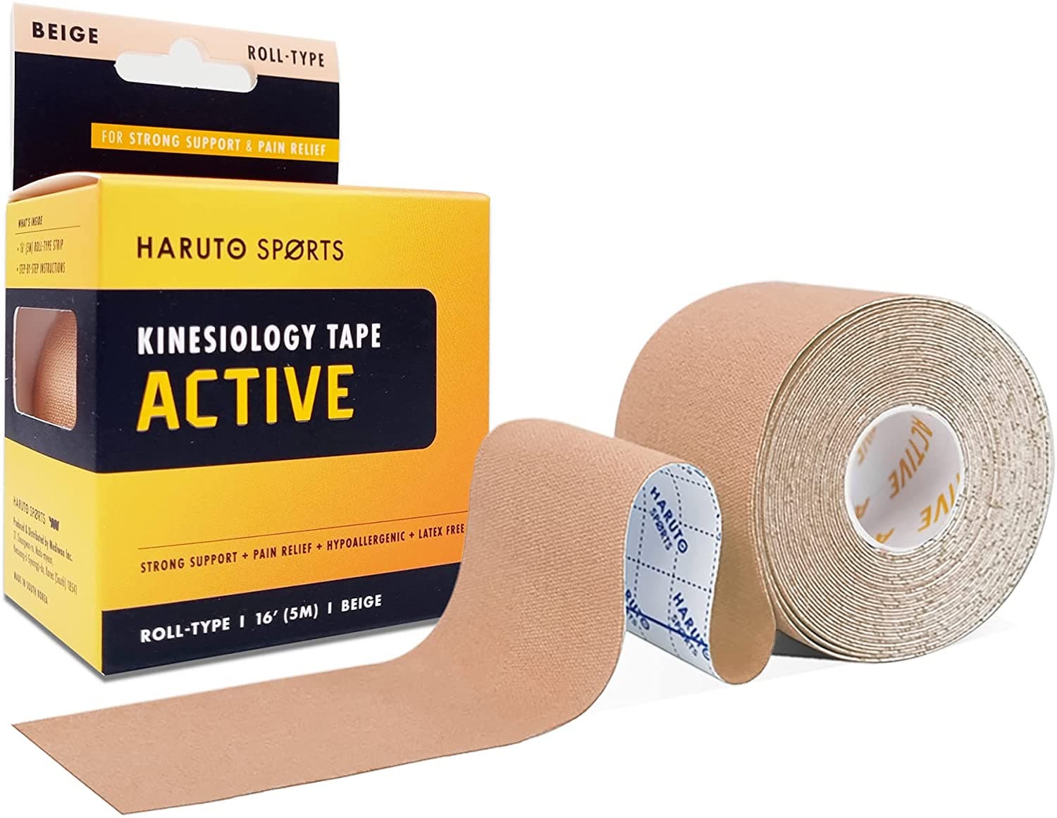 HARUTO Sports Kinesiology Tape Active Roll_Type _Beige__  Latex Free Athletic Tape for Pain Relief