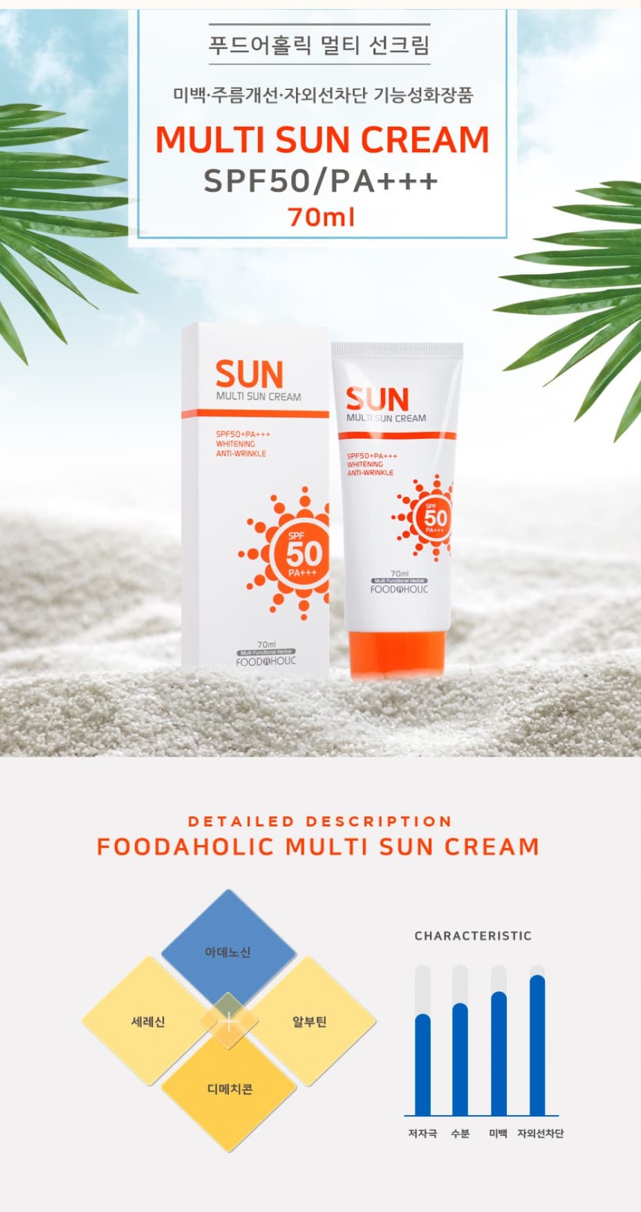 FoodAHolic Multi Sun Cream SPF50+PA+++ 70ml | tradekorea