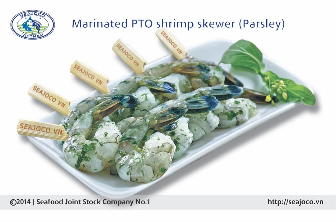 Marinated PTO shrimp skewer Parsley