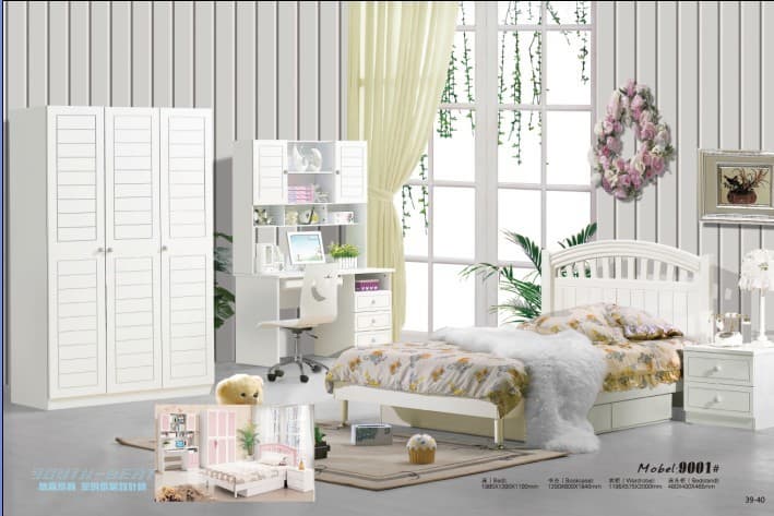 MDF White Princess Children Bedroom Furniture