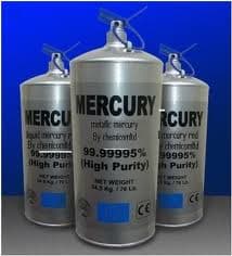 Silver liquid Metallic Mercury available 99.99995%