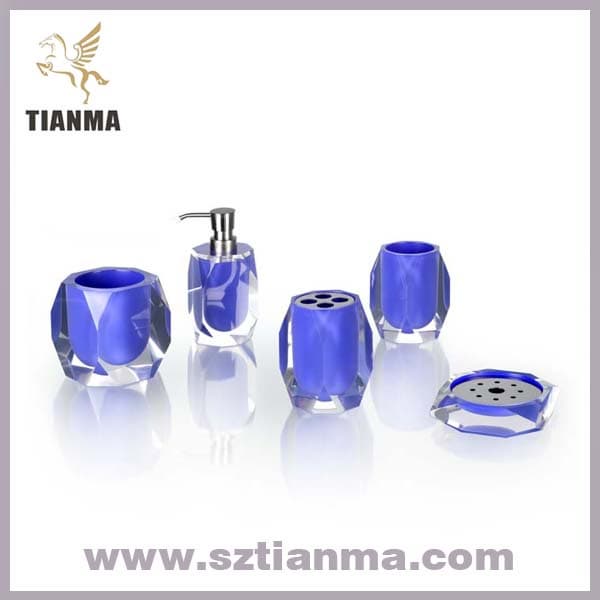 Blue Acrylic Resin Bathroom Sets Hotel Products Factory