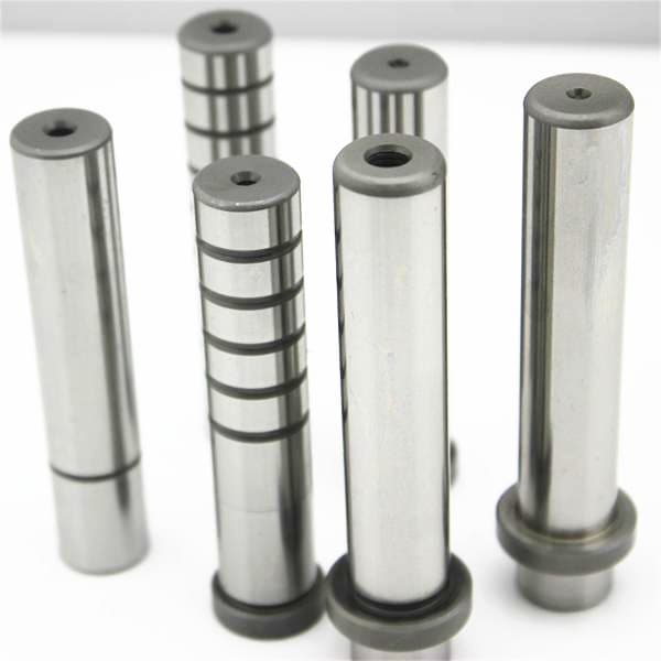 Threaded oil groove guide pins with collars