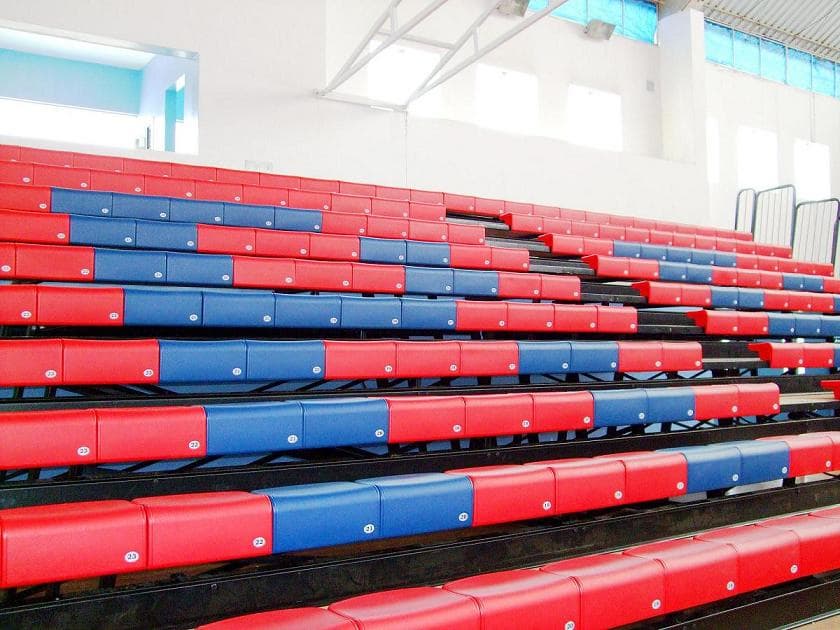 indoor fireresistant telescopic seating system,arena spectator seating for public events