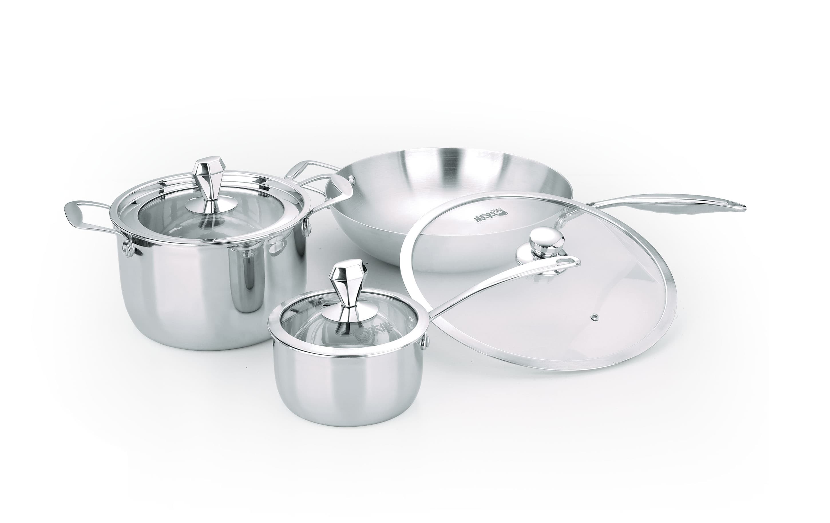 SUS304+Alluminum+SUS430  Non-sticked 3-ply stainless steel cookware sets