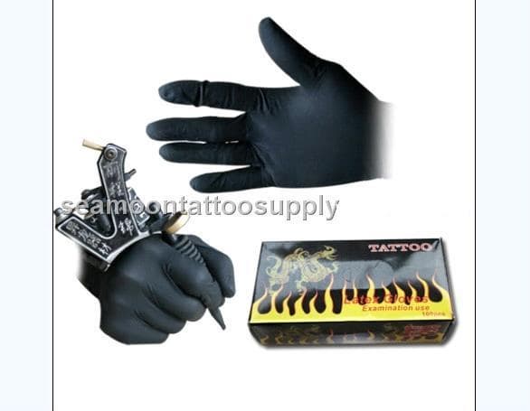 tattoo black latex gloves