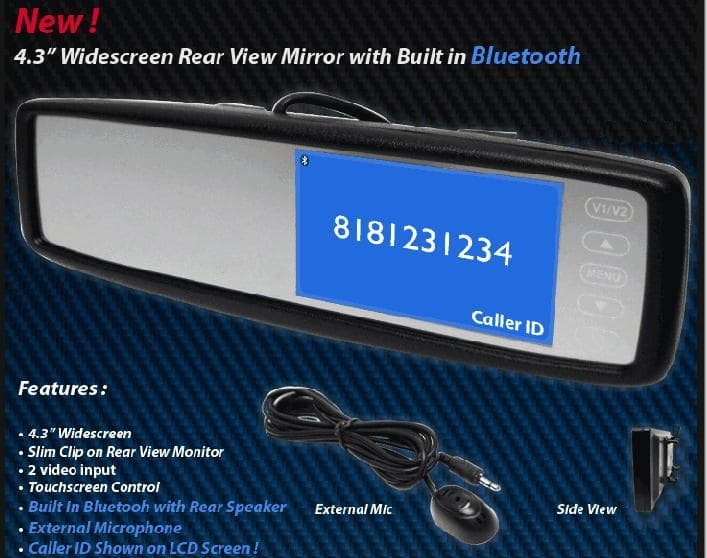 Clip on Anti-Glare Rearview Mirror with 4.3 