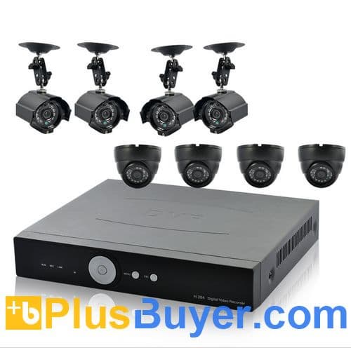 H.264 Surveillance DVR with 8 Nightvision IP Cameras, 1TB HDD, Internet Connectivity