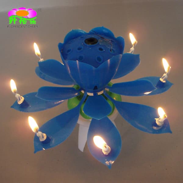 Rotating-lotus flower music birthday candle