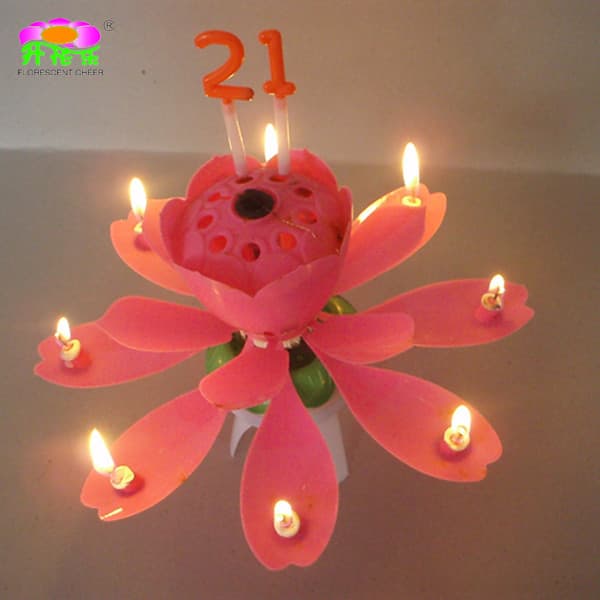 Number rotating-chrysanthemum flower music birthday candle