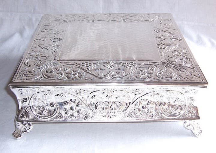 Square Wedding Cake Stands, Square Cake Stand, Elegant Cake Stands,  Silver Cake Stands