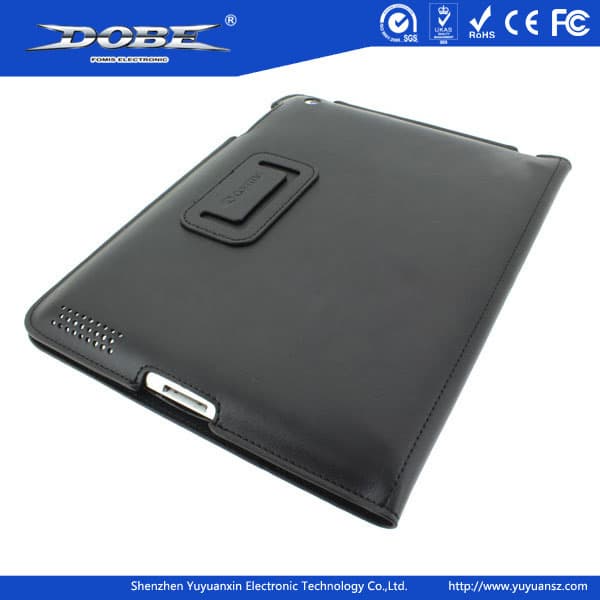 Black PU Fashion protective Case with stand for the new iPad(iPad3)