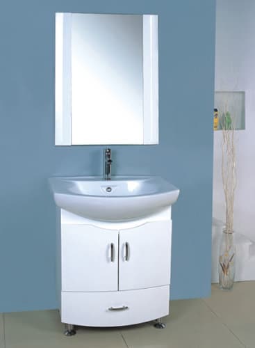 modern 60cm white free standing mirored pvc bathroom furniture
