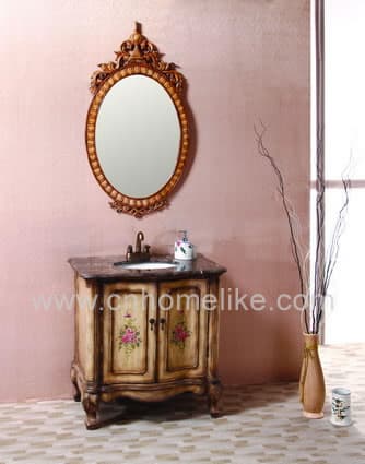 classical 83cm free standing mirrored solid wood bathroom furniture